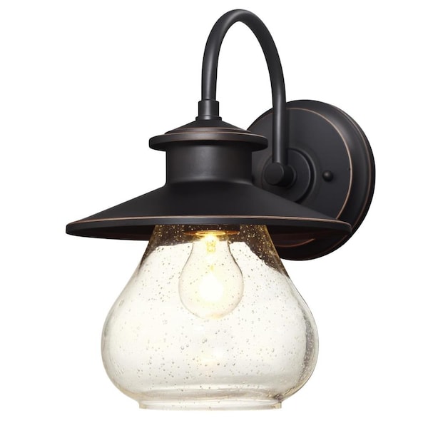 Westinghouse One-Light Outdoor Wall Fixture Delmont ORB Clear Seeded Gls 6313500 - main